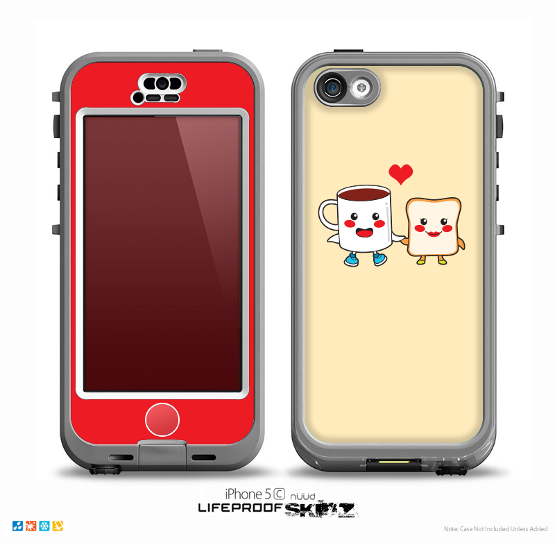 The Cute Toast & Mug Breakfast Couple Skin for the iPhone 5c nüüd LifeProof Case