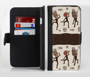The Dancing Aztec Masked Cave-Men Ink-Fuzed Leather Folding Wallet Credit-Card Case for the Apple iPhone 6/6s, 6/6s Plus, 5/5s and 5c