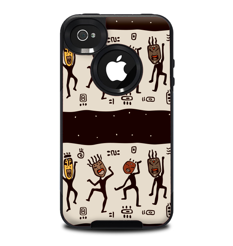 The Dancing Aztec Masked Cave-Men Skin for the iPhone 4-4s OtterBox Commuter Case