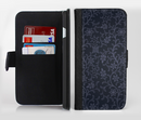 The Dark Black & Purple Delicate Pattern Ink-Fuzed Leather Folding Wallet Credit-Card Case for the Apple iPhone 6/6s, 6/6s Plus, 5/5s and 5c