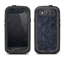 The Dark Black & Purple Delicate Pattern Samsung Galaxy S4 LifeProof Fre Case Skin Set