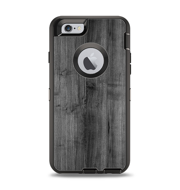 The Dark Black WoodGrain Apple iPhone 6 Otterbox Defender Case Skin Set