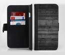 The Dark Black WoodGrain Ink-Fuzed Leather Folding Wallet Credit-Card Case for the Apple iPhone 6/6s, 6/6s Plus, 5/5s and 5c