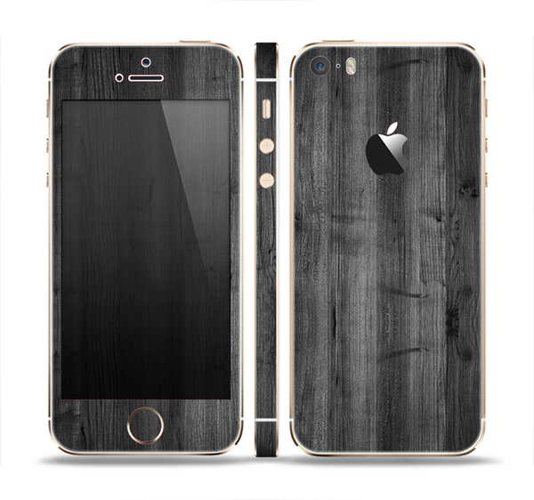 The Dark Black WoodGrain Skin Set for the Apple iPhone 5s