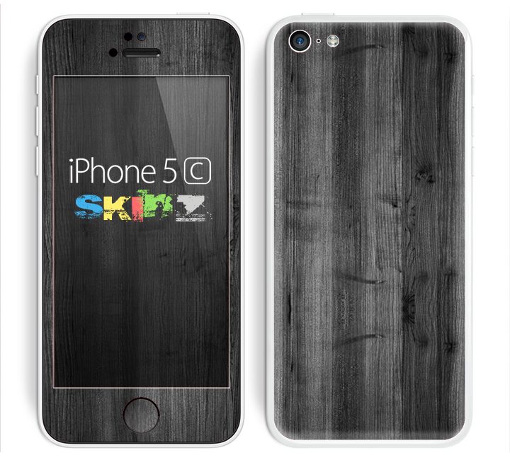 The Dark Black WoodGrain Skin for the Apple iPhone 5c