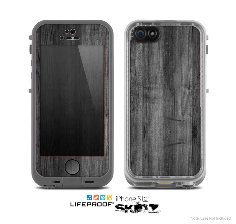 The Dark Black WoodGrain Skin for the Apple iPhone 5c LifeProof Case
