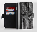 The Dark Black Wrinkled Paper Ink-Fuzed Leather Folding Wallet Credit-Card Case for the Apple iPhone 6/6s, 6/6s Plus, 5/5s and 5c