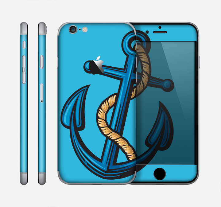 The Dark Blue Anchor with Rope Skin for the Apple iPhone 6