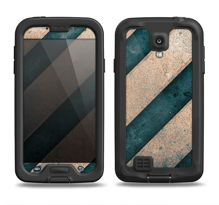 The Dark Blue & Highlighted Grunge Strips Samsung Galaxy S4 LifeProof Nuud Case Skin Set