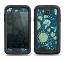 The Dark Blue & Pink-Yellow Sketched Lace Patterns v21 Samsung Galaxy S4 LifeProof Nuud Case Skin Set