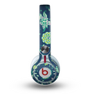 The Dark Blue & Pink-Yellow Sketched Lace Patterns v21 Skin for the Beats by Dre Mixr Headphones