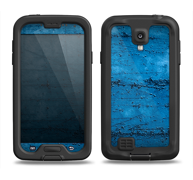 The Dark Blue Scratched Stone Wall Samsung Galaxy S4 LifeProof Nuud Case Skin Set