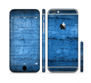 The Dark Blue Scratched Stone Wall Sectioned Skin Series for the Apple iPhone 6s Plus