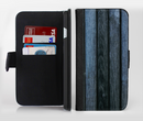 The Dark Blue Washed Wood Ink-Fuzed Leather Folding Wallet Credit-Card Case for the Apple iPhone 6/6s, 6/6s Plus, 5/5s and 5c