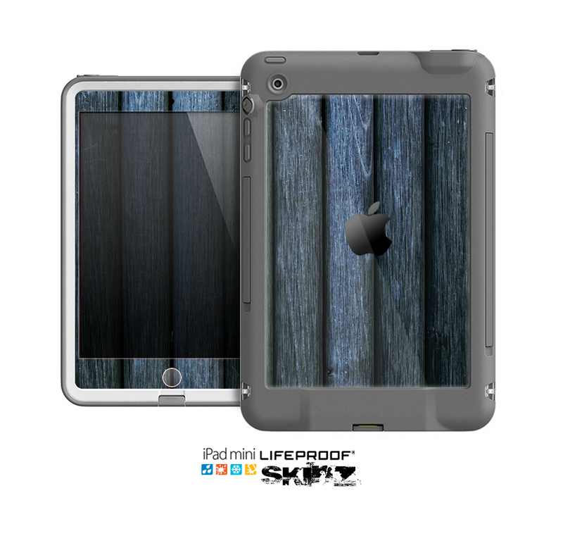The Dark Blue Washed Wood Skin for the Apple iPad Mini LifeProof Case