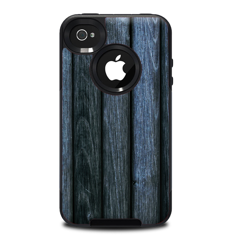 The Dark Blue Washed Wood Skin for the iPhone 4-4s OtterBox Commuter Case