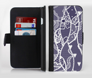 The Dark Blue & White Lace Design Ink-Fuzed Leather Folding Wallet Credit-Card Case for the Apple iPhone 6/6s, 6/6s Plus, 5/5s and 5c
