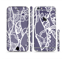 The Dark Blue & White Lace Design Sectioned Skin Series for the Apple iPhone 6s Plus