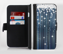 The Dark Blue & White Shimmer Strips Ink-Fuzed Leather Folding Wallet Credit-Card Case for the Apple iPhone 6/6s, 6/6s Plus, 5/5s and 5c