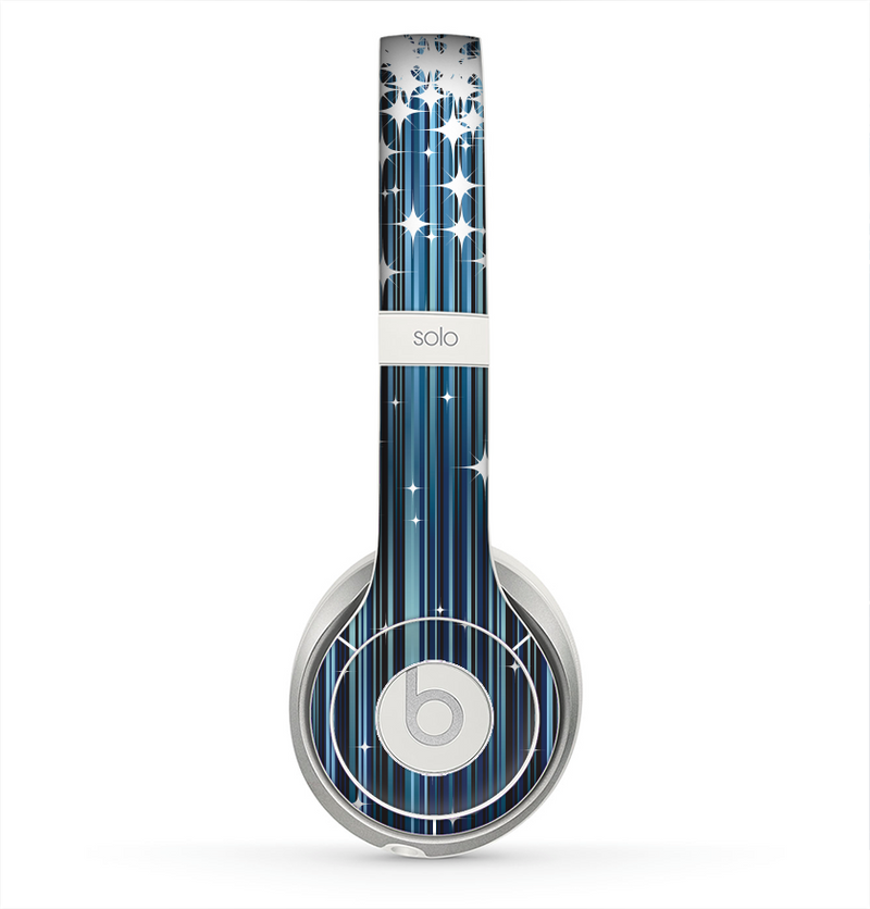 The Dark Blue & White Shimmer Strips Skin for the Beats by Dre Solo 2 Headphones