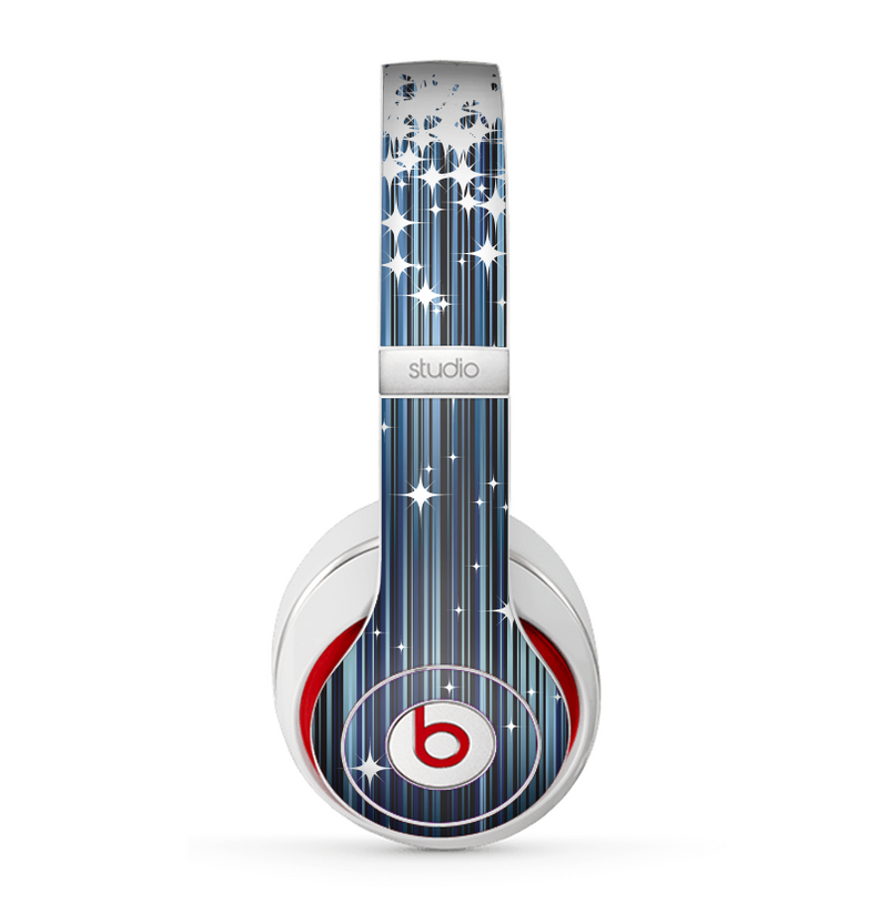 The Dark Blue & White Shimmer Strips Skin for the Beats by Dre Studio (2013+ Version) Headphones