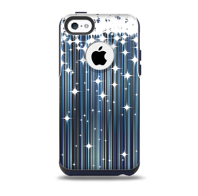 The Dark Blue & White Shimmer Strips Skin for the iPhone 5c OtterBox Commuter Case
