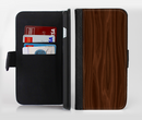 The Dark Brown Wood Grain Ink-Fuzed Leather Folding Wallet Credit-Card Case for the Apple iPhone 6/6s, 6/6s Plus, 5/5s and 5c