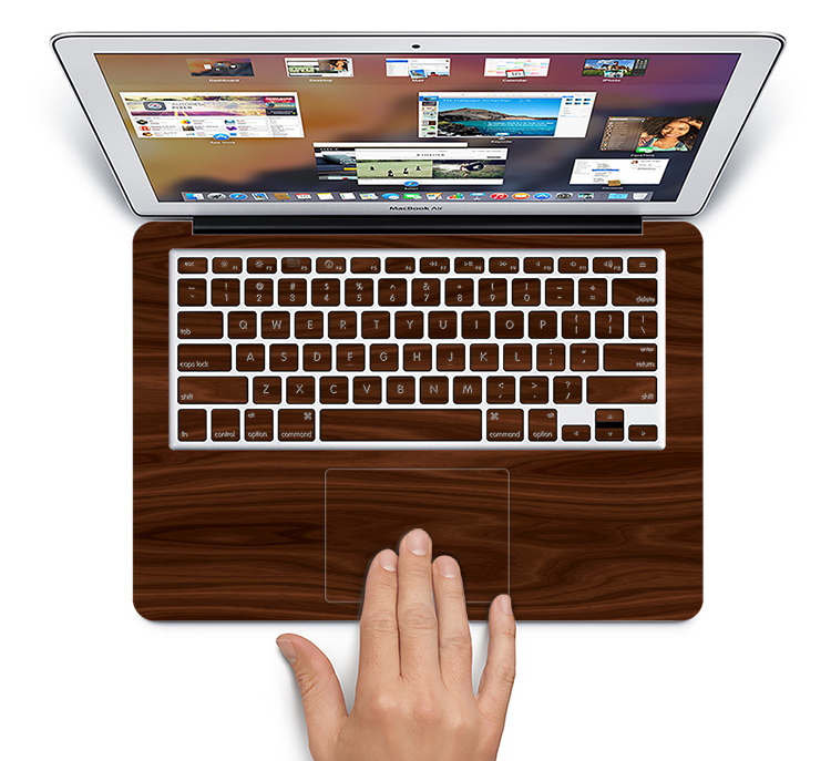 The Dark Brown Wood Grain Skin Set for the Apple MacBook Pro 15" with Retina Display