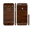 The Dark Brown Wood Grain Sectioned Skin Series for the Apple iPhone 6s Plus