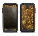 The Dark Brown and Gold Sketched Lace Patterns v21 Samsung Galaxy S4 LifeProof Nuud Case Skin Set