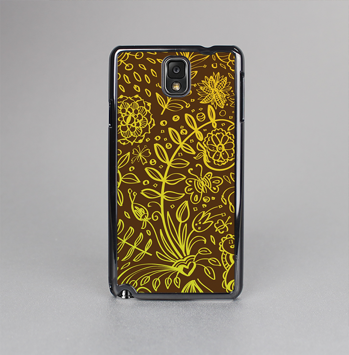 The Dark Brown and Gold Sketched Lace Patterns v21 Skin-Sert Case for the Samsung Galaxy Note 3