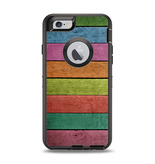 The Dark Colorful Wood Planks V2 Apple iPhone 6 Otterbox Defender Case Skin Set