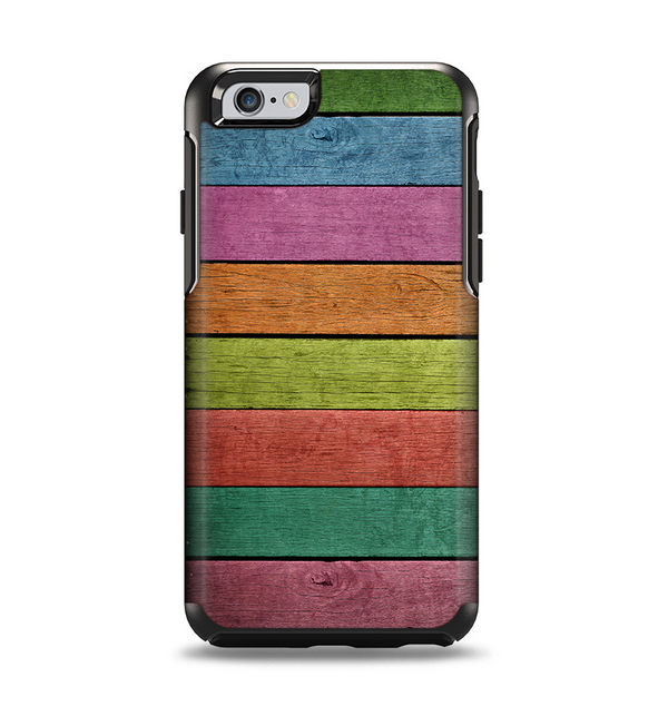 The Dark Colorful Wood Planks V2 Apple iPhone 6 Otterbox Symmetry Case Skin Set