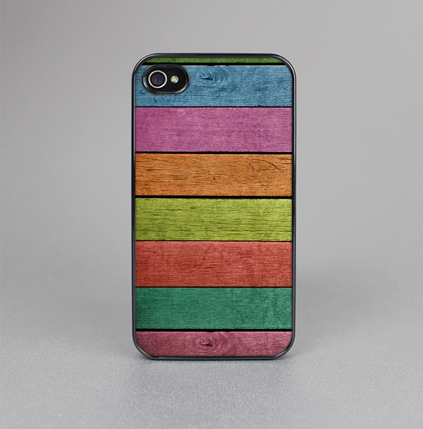 The Dark Colorful Wood Planks V2 Skin-Sert for the Apple iPhone 4-4s Skin-Sert Case