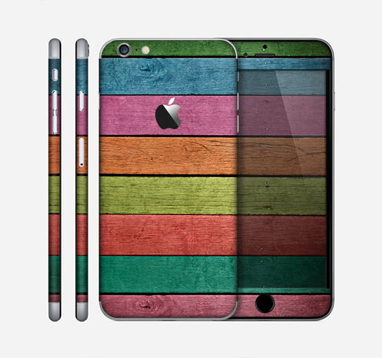 The Dark Colorful Wood Planks V2 Skin for the Apple iPhone 6 Plus