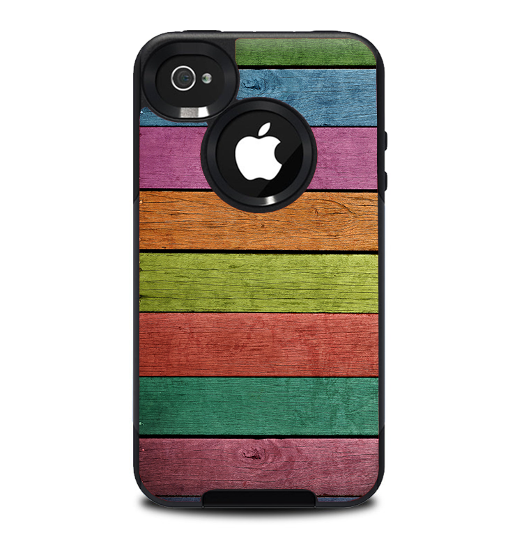 The Dark Colorful Wood Planks V2 Skin for the iPhone 4-4s OtterBox Commuter Case