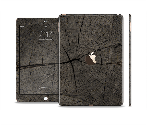 The Dark Cracked Wood Stump Skin Set for the Apple iPad Pro