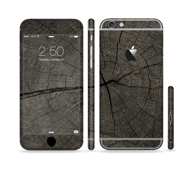 The Dark Cracked Wood Stump Sectioned Skin Series for the Apple iPhone 6s Plus