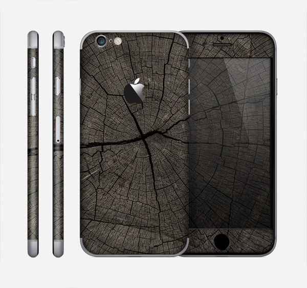 The Dark Cracked Wood Stump Skin for the Apple iPhone 6