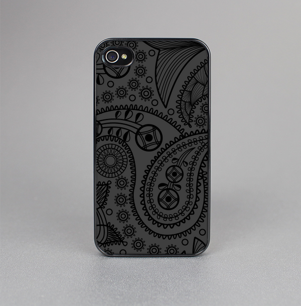 The Dark Gray & Black Paisley Skin-Sert for the Apple iPhone 4-4s Skin-Sert Case