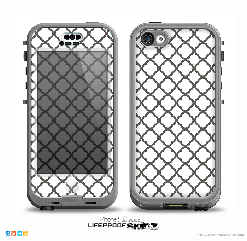 The Dark Gray & White Seamless Morocan Pattern Skin for the iPhone 5c nüüd LifeProof Case