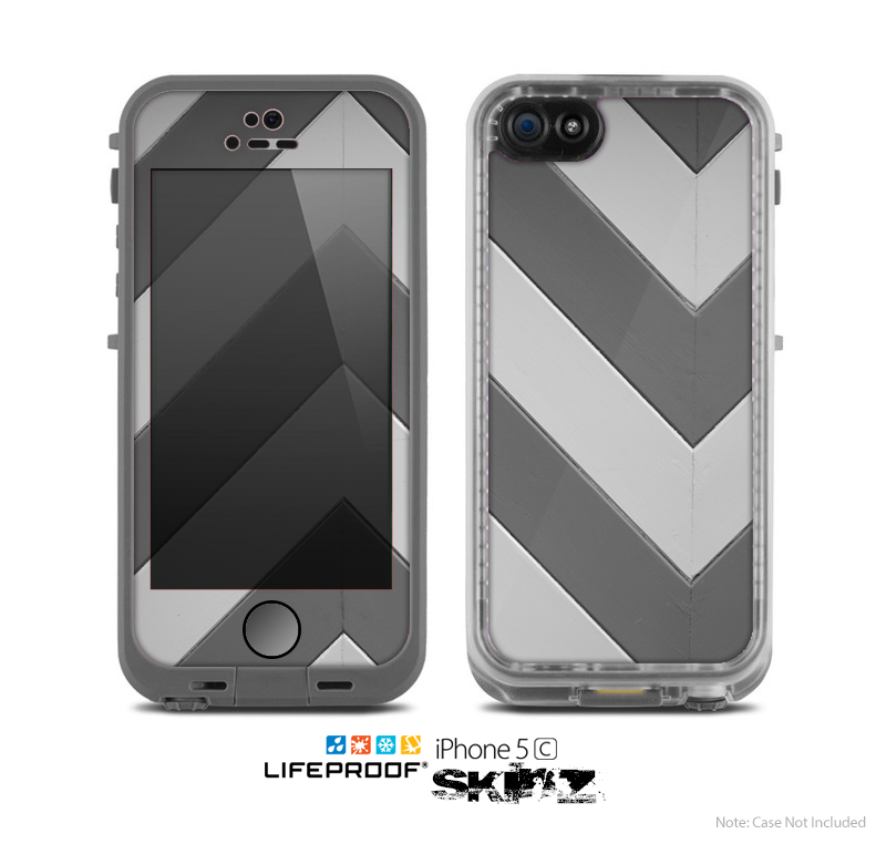 The Dark Gray Wide Chevron Skin for the Apple iPhone 5c LifeProof Case