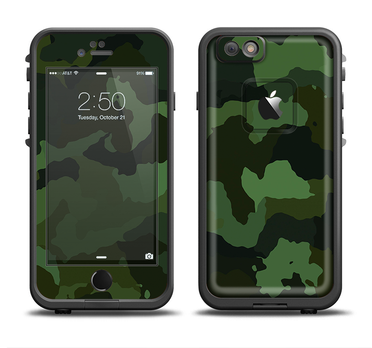 The Dark Green Camouflage Textile Apple iPhone 6/6s Plus LifeProof Fre Case Skin Set