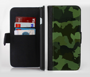 The Dark Green Camouflage Textile Ink-Fuzed Leather Folding Wallet Credit-Card Case for the Apple iPhone 6/6s, 6/6s Plus, 5/5s and 5c