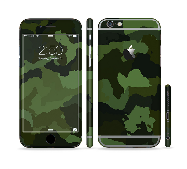 The Dark Green Camouflage Textile Sectioned Skin Series for the Apple iPhone 6 Plus