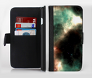 The Dark Green Glowing Universe Ink-Fuzed Leather Folding Wallet Credit-Card Case for the Apple iPhone 6/6s, 6/6s Plus, 5/5s and 5c