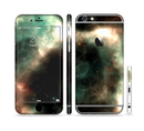 The Dark Green Glowing Universe Sectioned Skin Series for the Apple iPhone 6s Plus