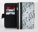 The Dark Green Highlighted Paisley Pattern Ink-Fuzed Leather Folding Wallet Credit-Card Case for the Apple iPhone 6/6s, 6/6s Plus, 5/5s and 5c