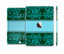 The Dark Green & Light Blue Vintage Pattern Full Body Skin Set for the Apple iPad Mini 3