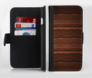 The Dark Heavy WoodGrain Ink-Fuzed Leather Folding Wallet Credit-Card Case for the Apple iPhone 6/6s, 6/6s Plus, 5/5s and 5c